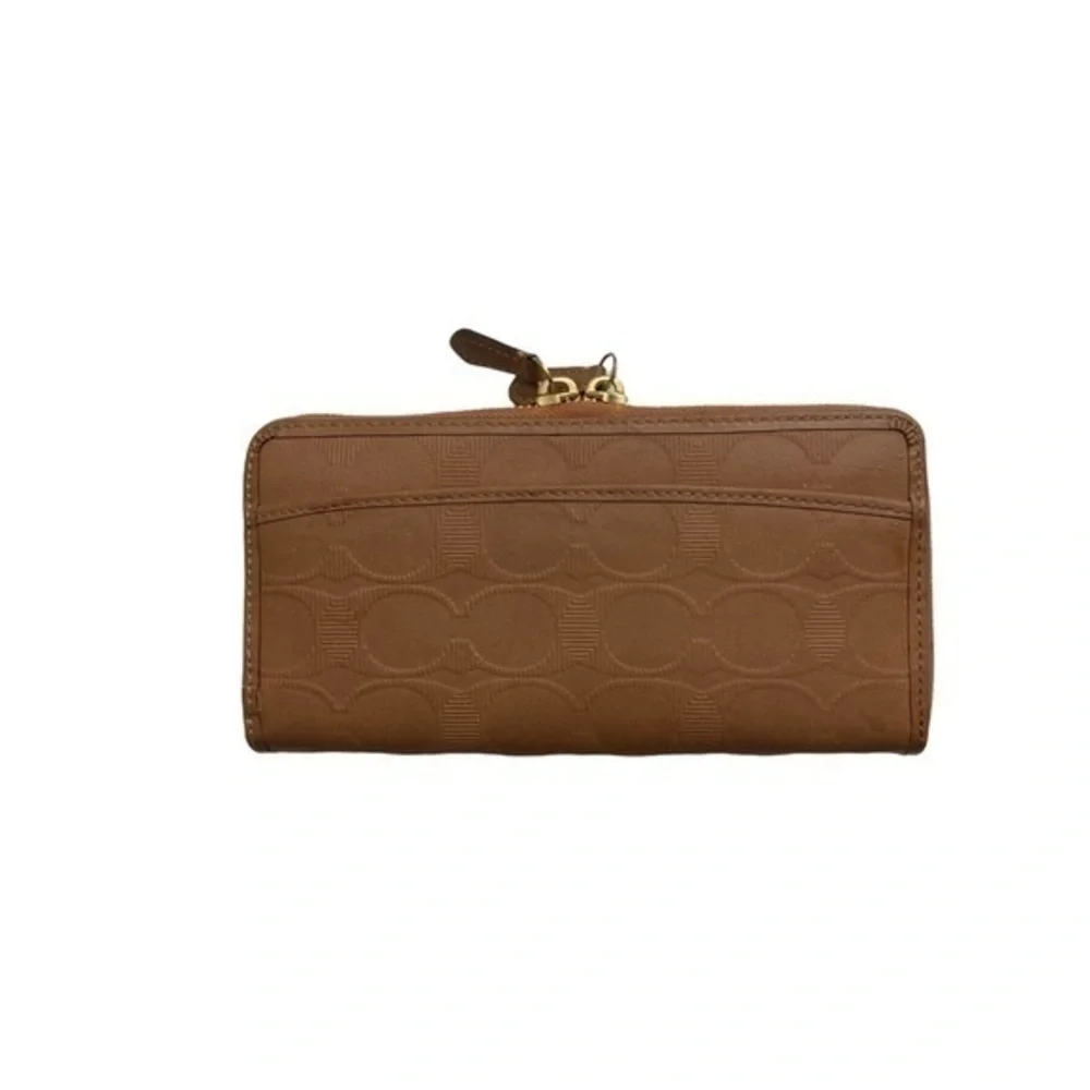 Coach brown embossed leather c wallet